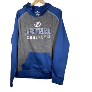 Fanatics Tampa Bay Lightning NHL Mens Large Blue Gray Raglan Pullover Hoodie